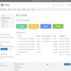 Magento 2 Affiliate Account My Credit