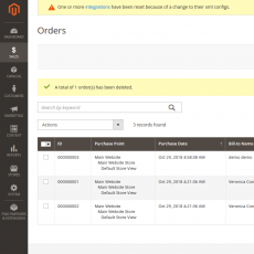 Magento 2 Delete Orders Message