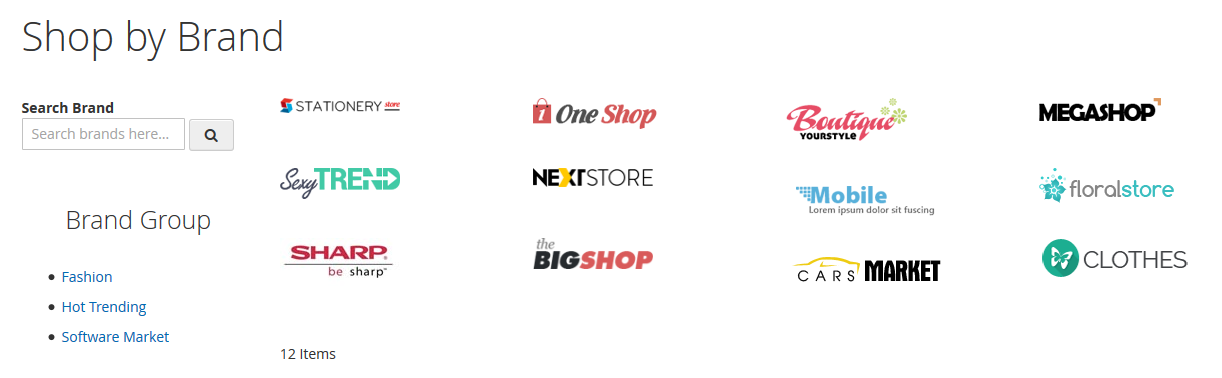 Magento 2 Shop By Brand Main Page