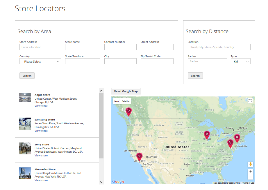 Magento 2 Store Locator Page